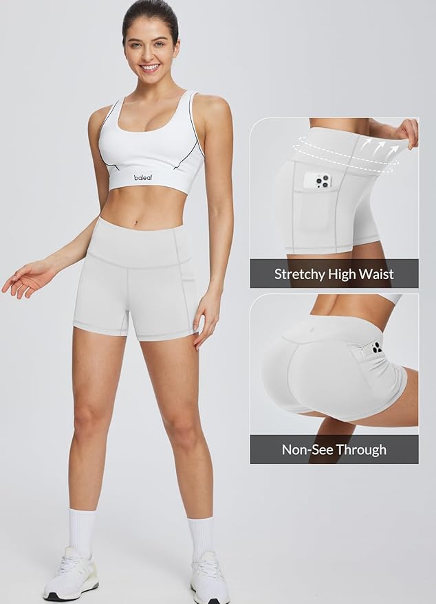 baleaf Women's 8"/ 5"/ 3" Biker Shorts High Waist Yoga Workout Gym Running Volleyball Spandex Shorts with Pockets