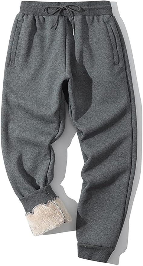 Yameekamulga Men's Winter Fleece Pants Sherpa Lined Sweatpants Active Athletic Running Jogger Track Causal Pants