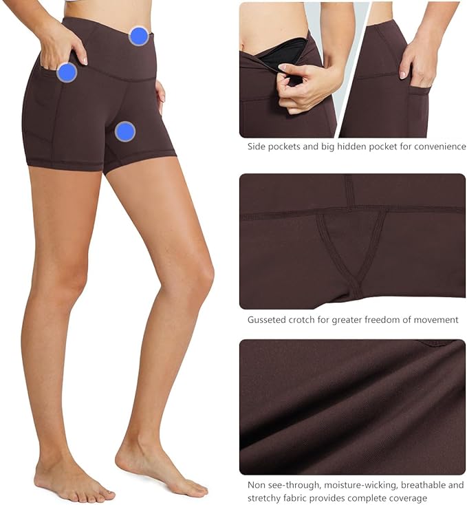 baleaf Women's 8"/ 5"/ 3" Biker Shorts High Waist Yoga Workout Gym Running Volleyball Spandex Shorts with Pockets
