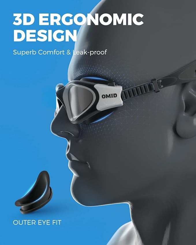 OMID Swim Goggles, P2 Polarized Swimming Goggles for Men Anti-fog Goggles Swimming for Adult Women