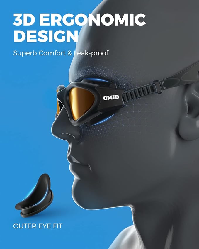 OMID Swim Goggles, P2 Polarized Swimming Goggles for Men Anti-fog Goggles Swimming for Adult Women