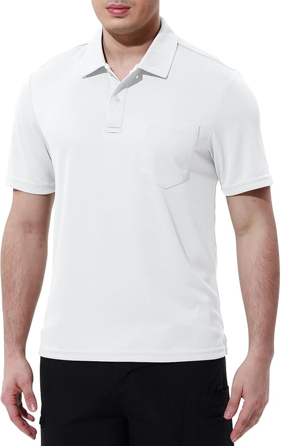 TBMPOY Men's Polo Shirts with Pocket Short Sleeve Quick Dry Casual Sports Outdoor Golf Shirt