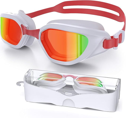Swim Goggles, Unisex Adult Swimming Goggles Anti Fog Anti UV No Leakage Wide View for Men Women Youth