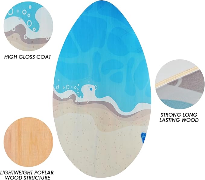 seething 35 Inch Skimboard with High Gloss Coat Wood Skim Board for Beginners,Kids, Teenagers, Adults and All Skimming