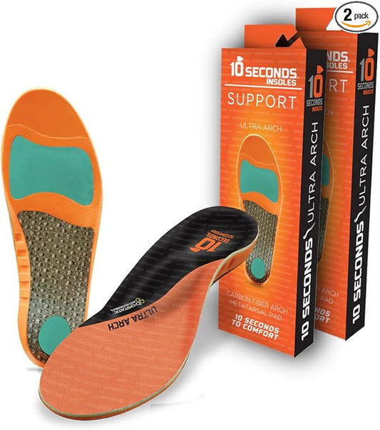 3810 Ultra Arch Support – Foam Cushion Insoles for Men & Women w/Metatarsal Pad, Plantar Fasciitis Relief, Morton's Neuroma Metatarsalgia Orthotics, Heavy Impact Shoe Insert (M 6, W 8) 2-Pack