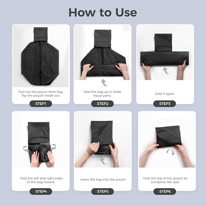 pack all Lightweight Travel Duffel Bag, Water-Resistant Sports Gym Bag, 32L Foldable Weekender Bag for Fitness, Hiking and Camping (Black)