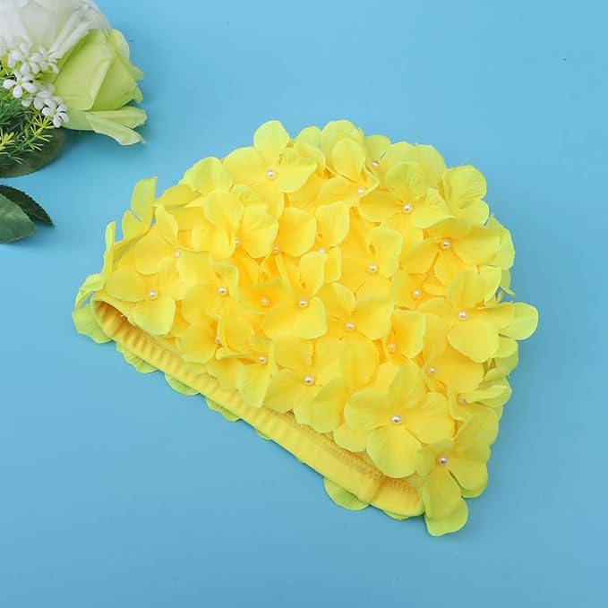 WINOMO Fashionable Swim Cap Floral Petal Stylish Swimming Hat Bathing Caps Size L for Women