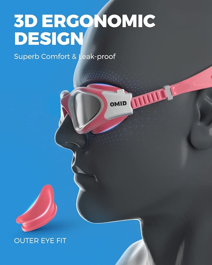 OMID Swim Goggles, P2 Polarized Swimming Goggles for Men Anti-fog Goggles Swimming for Adult Women