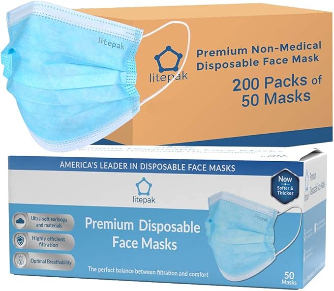 Litepak 500pcs Premium Disposable Face Mask SOFT 3ply Nose Wire