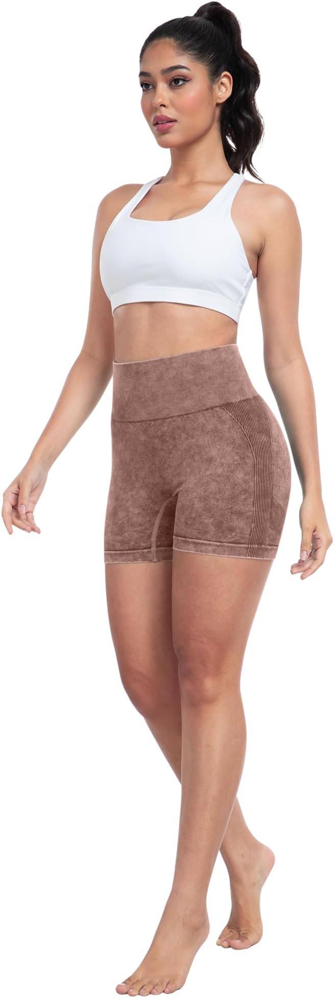 CHRLEISURE Women's 4 Packs Workout Gym Shorts, High Waisted Butt Lifting Scrunch Butt Seamless Booty Shorts