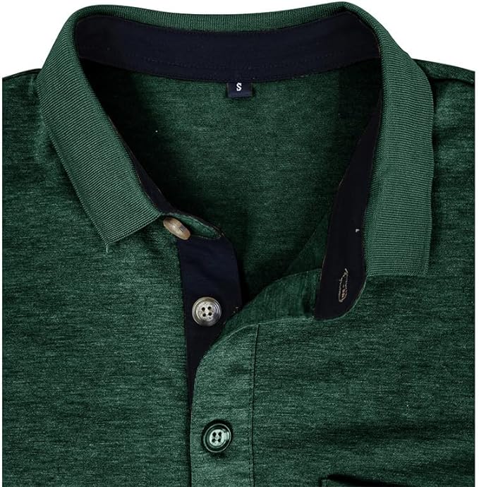 Men's Casual Polo Shirts Classic Button Basic Short Sleeve Shirt Solid Color Cotton Tees Golf Stylish Tops