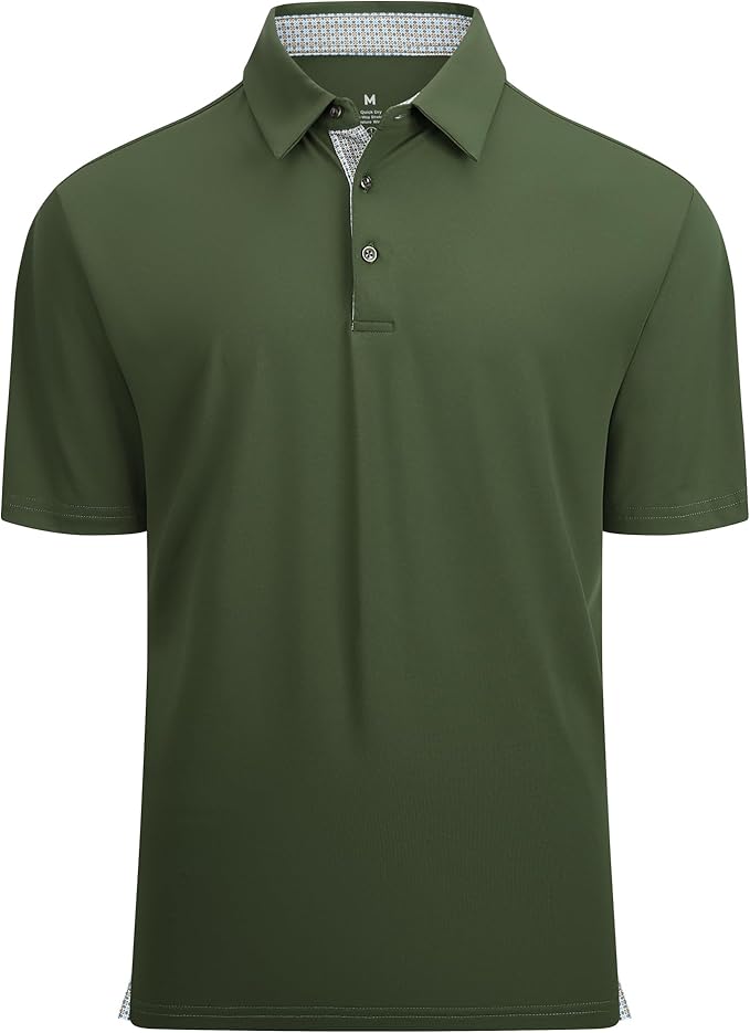 Alex Vando Mens Golf Shirt Moisture Wicking Quick-Dry Solid Short Sleeve Polo Shirts for Men