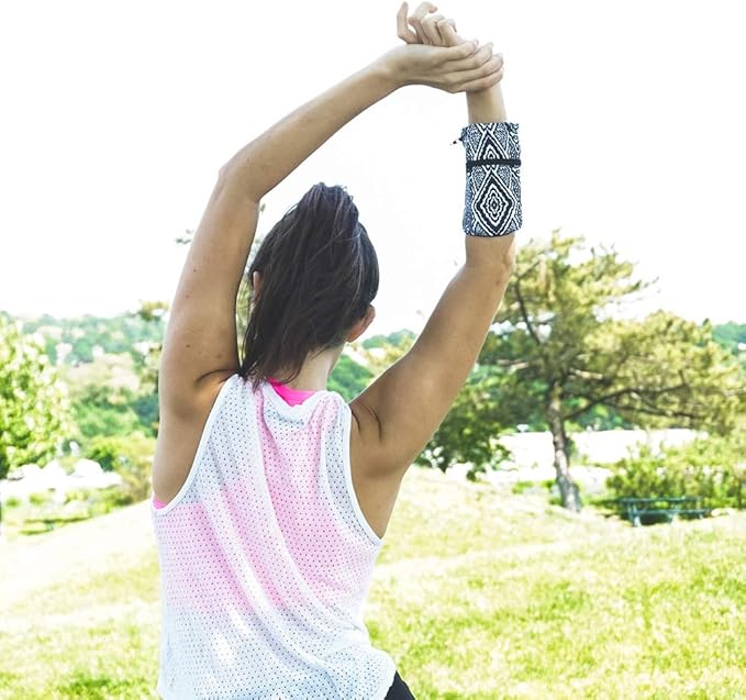 Sprigs Banjees 2 Pocket Wrist Wallet/Wrist Band/Wrist Pocket for Travel, Walking, & Running. Wallet Pouch That Holds Cash, Card, ID's, and More