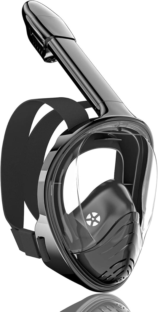 QingSong Full Face Snorkel Mask for Adults, Snorkeling Gear with Camera Mount, 180 Degree Panoramic View Snorkel Set Anti-Fog Anti-Leak