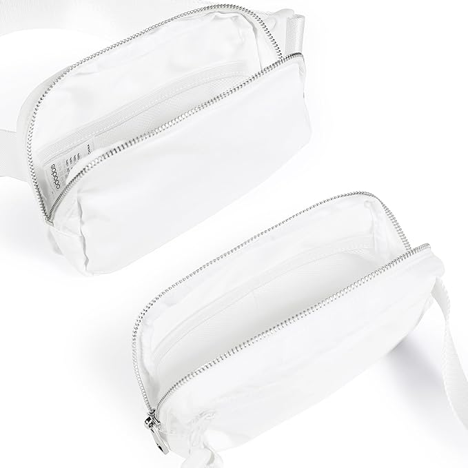 ODODOS Unisex Mini Belt Bag with Adjustable Strap Small Fanny Pack for Workout Running Traveling Hiking, White