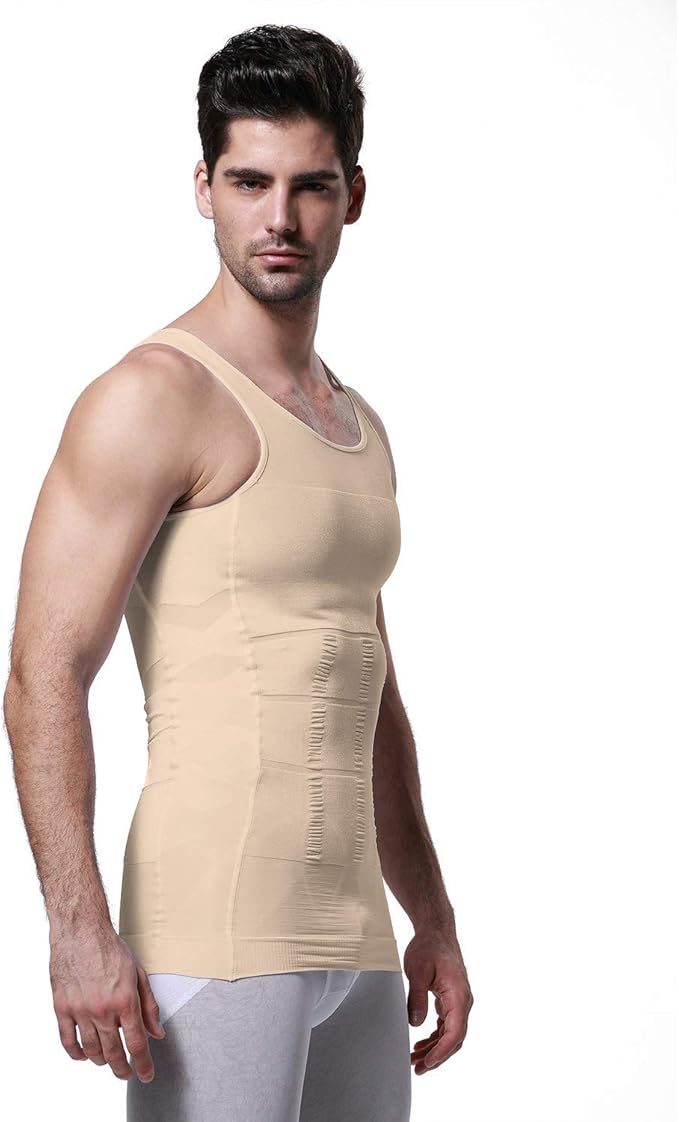 GKVK Mens Slimming Body Shaper Vest Shirt Abs Abdomen Slim