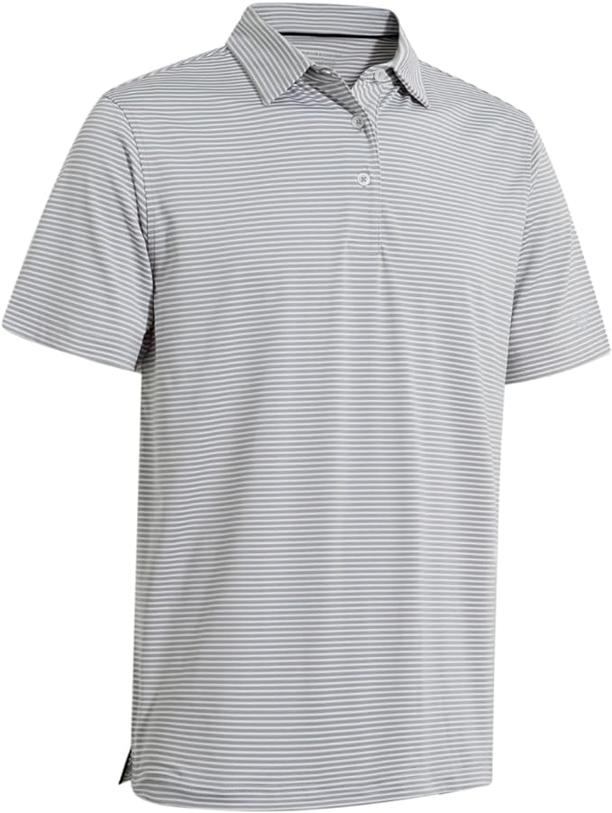 Men's Golf Polo Shirts Short Sleeve Striped Performance Moisture Wicking Dry Fit Golf Shirts for Men