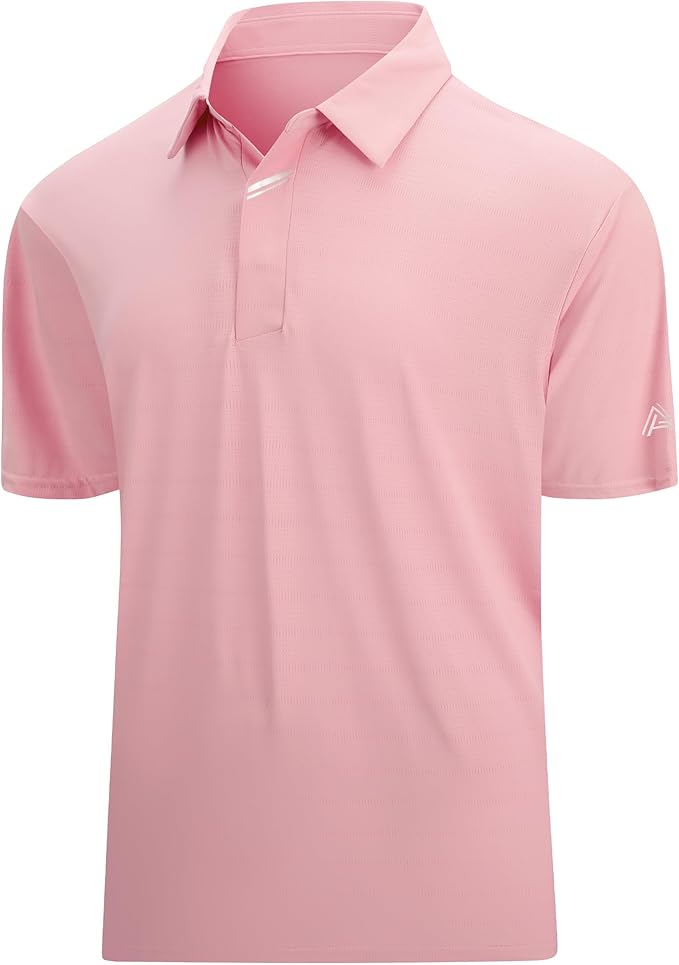 Esabel.C Jacquard Golf Shirts for Men Moisture Wicking Short Sleeve Performance Dry Fit Active Mens Polo Shirts