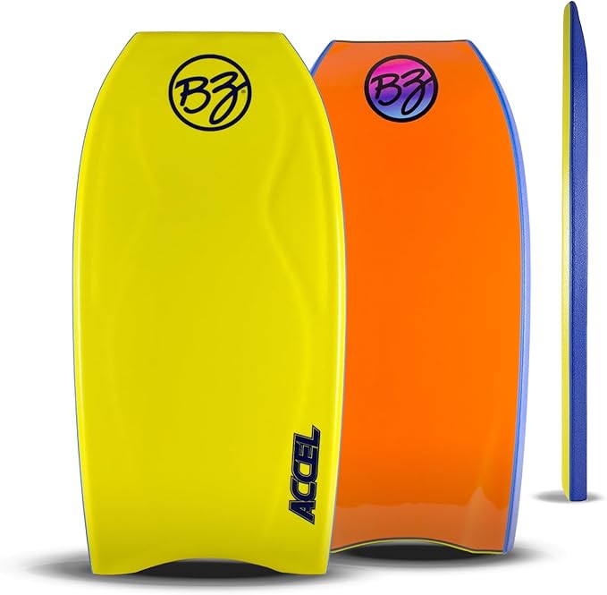 BZ Bodyboards - Accel Pro Board - Crescent Tail, Slick Bulbs, Contoured Deck Cutting Edge, High Performance - Advanced Riders
