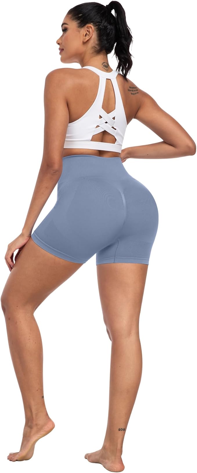 CHRLEISURE Women's 4 Packs Workout Gym Shorts, High Waisted Butt Lifting Scrunch Butt Seamless Booty Shorts