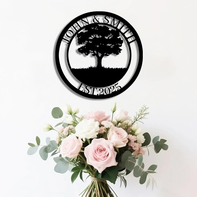 Tree of Life Metal Name Sign | Custom Metal Signs | Personalized Wall Art | Wedding Gift Indoor Decor Gift for Women, Men, Wife, Parents, Couple
