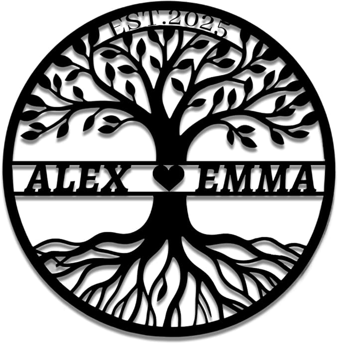 Personalized Tree of Life Metal Name Sign | Custom Metal Signs | Family Wall Art | Wedding Gift & Anniversary | Indoor Decor Gift for Women, Men, Wife, Parents, Couple