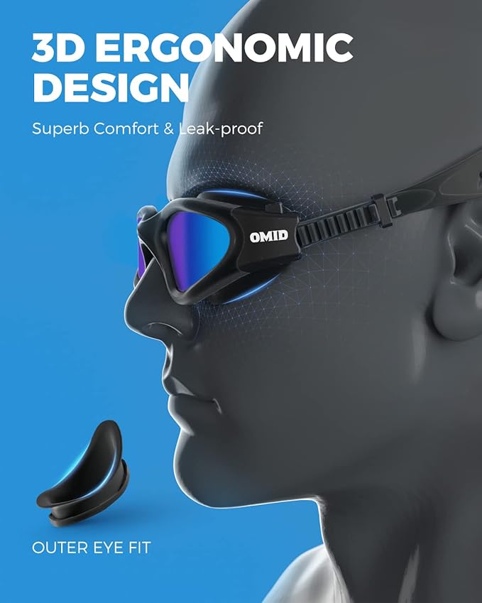 OMID Swim Goggles, P2 Polarized Swimming Goggles for Men Anti-fog Goggles Swimming for Adult Women