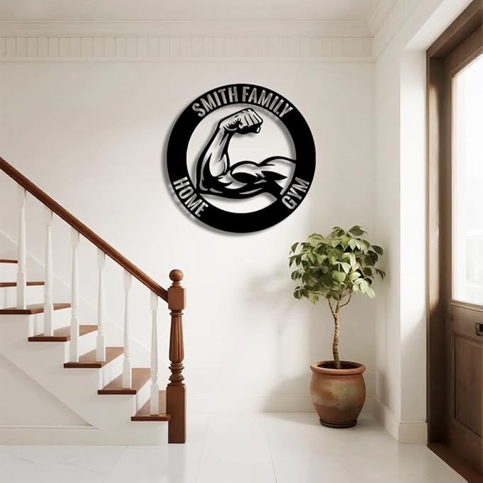 Personalized Home Gym Metal Name Sign | Custom Family Wall Art & Split Letter Name | Wedding Gift & Anniversary | Indoor Metal Decor Gift for Women, Men, Wife, Parents, Couple