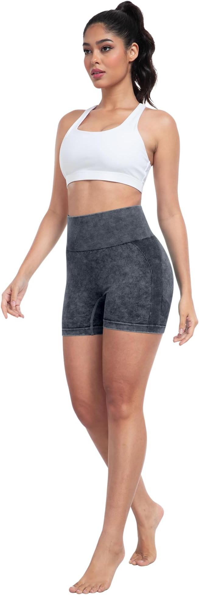 CHRLEISURE Women's 4 Packs Workout Gym Shorts, High Waisted Butt Lifting Scrunch Butt Seamless Booty Shorts