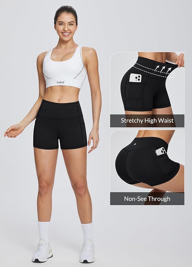 baleaf Women's 8"/ 5"/ 3" Biker Shorts High Waist Yoga Workout Gym Running Volleyball Spandex Shorts with Pockets