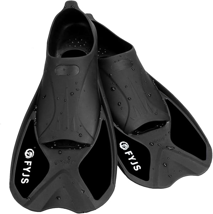 FYJS Short Swim Fins with Comfortable Full Foot Pocket Travel-Size for Snorkeling and Scuba Diving