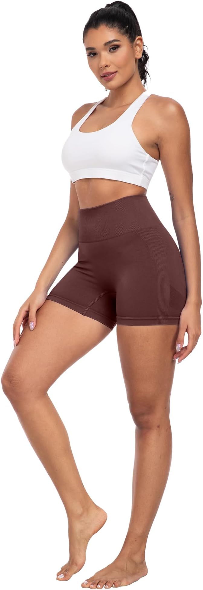 CHRLEISURE Women's 4 Packs Workout Gym Shorts, High Waisted Butt Lifting Scrunch Butt Seamless Booty Shorts