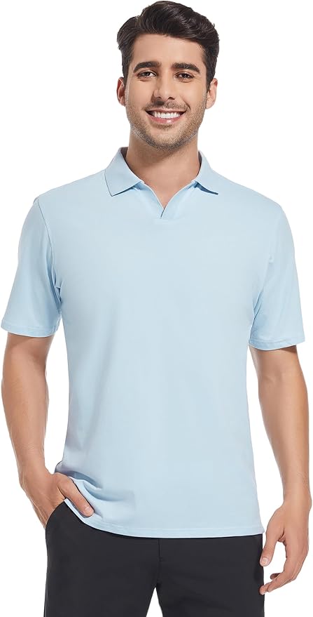 Esabel.C Jacquard Golf Shirts for Men Moisture Wicking Short Sleeve Performance Dry Fit Active Mens Polo Shirts