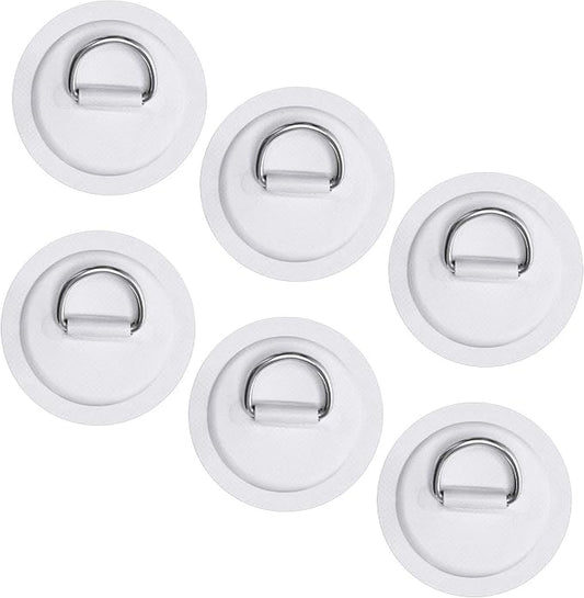 TOBWOLF 6 Pack Stainless Steel D-Ring Patch for Inflatable Boat Kayak Dinghy SUP, D-Ring PVC Patch Stand-Up Paddleboard Canoe Rafting Accessories, NO Glue Included