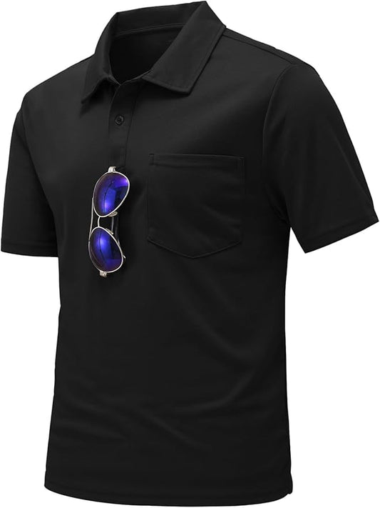 TBMPOY Men's Polo Shirts with Pocket Short Sleeve Quick Dry Casual Sports Outdoor Golf Shirt