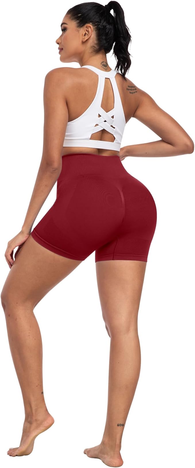 CHRLEISURE Women's 4 Packs Workout Gym Shorts, High Waisted Butt Lifting Scrunch Butt Seamless Booty Shorts