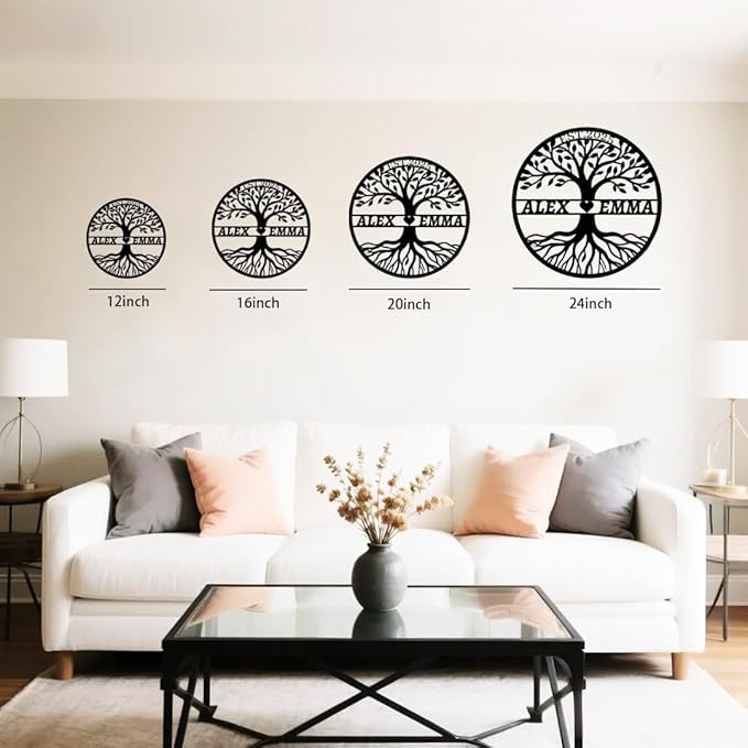 Personalized Tree of Life Metal Name Sign | Custom Metal Signs | Family Wall Art | Wedding Gift & Anniversary | Indoor Decor Gift for Women, Men, Wife, Parents, Couple