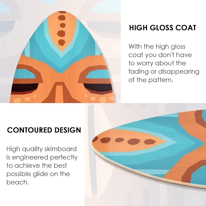 seething 35 Inch Skimboard with High Gloss Coat Wood Skim Board for Beginners,Kids, Teenagers, Adults and All Skimming