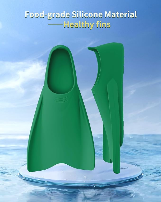 W WSTOO Streamlined Swimming Fins,Training Short Flippers,Silicone Swimming Flippers for Kids Adults Men and Women for Swimming Snorkeling and Diving