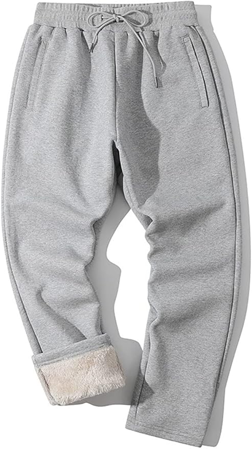 Yameekamulga Men's Winter Fleece Pants Sherpa Lined Sweatpants Active Athletic Running Jogger Track Causal Pants