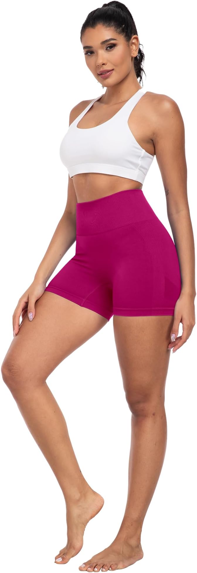 CHRLEISURE Women's 4 Packs Workout Gym Shorts, High Waisted Butt Lifting Scrunch Butt Seamless Booty Shorts
