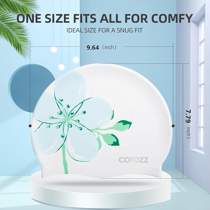 COPOZZ Stylish Silicone Swim Cap for Women – Comfortable, Durable, and Hair-Protecting Design