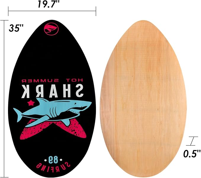 seething 35 Inch Skimboard with High Gloss Coat Wood Skim Board for Beginners,Kids, Teenagers, Adults and All Skimming