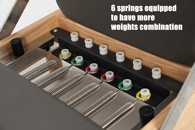 Pilates Reformer Machine, Wood Foldable Pilates Machine Equipment for Home Workout
