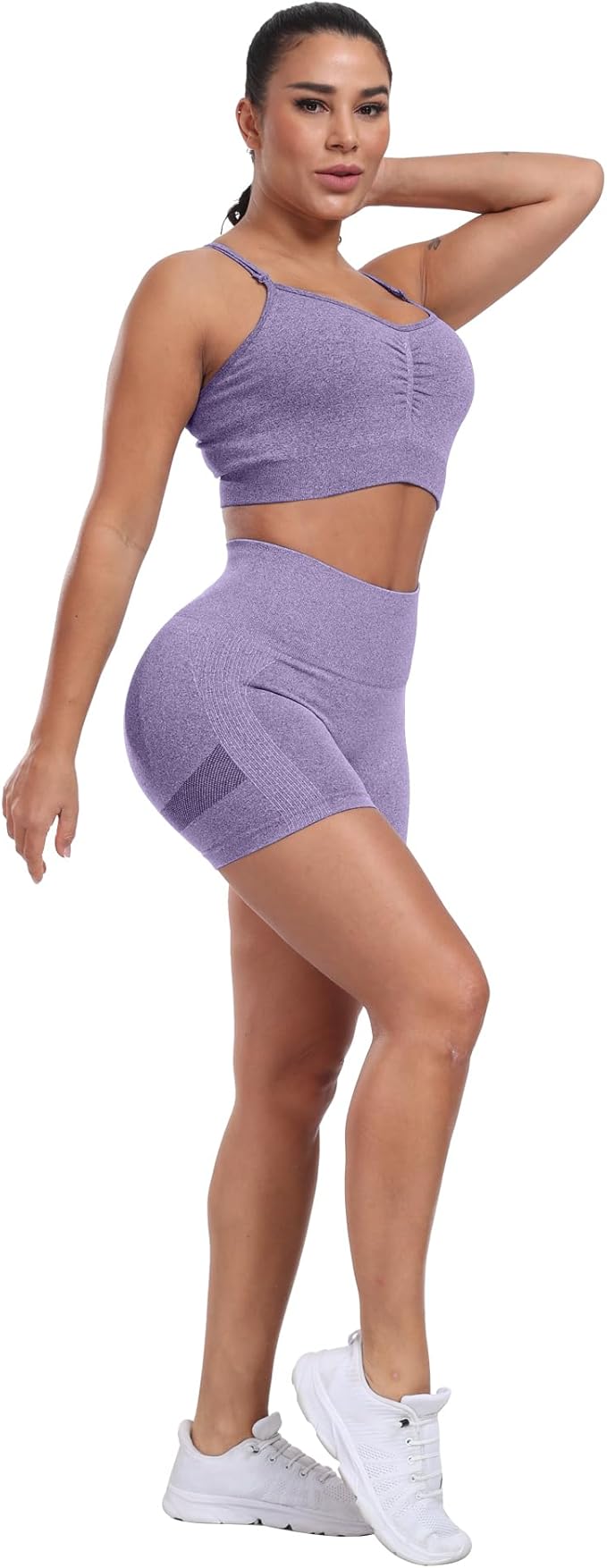 CHRLEISURE Women's 4 Packs Workout Gym Shorts, High Waisted Butt Lifting Scrunch Butt Seamless Booty Shorts