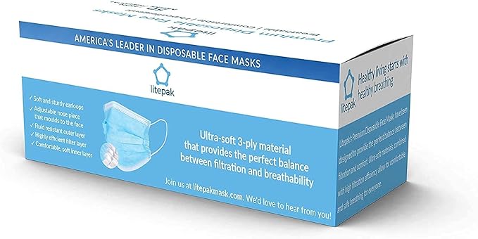 Litepak 500pcs Premium Disposable Face Mask SOFT 3ply Nose Wire