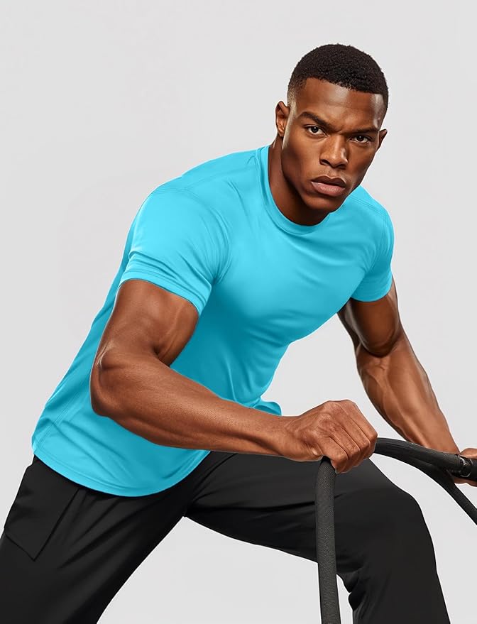 Zengjo Athletic Shirts for Men Short Sleeve Quick Dry Workout Running Gym Sport Exercise Tee Moisture Wicking