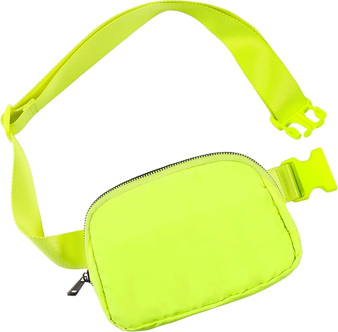 ODODOS Unisex Mini Belt Bag with Adjustable Strap Small Fanny Pack for Workout Running Traveling Hiking, Neon