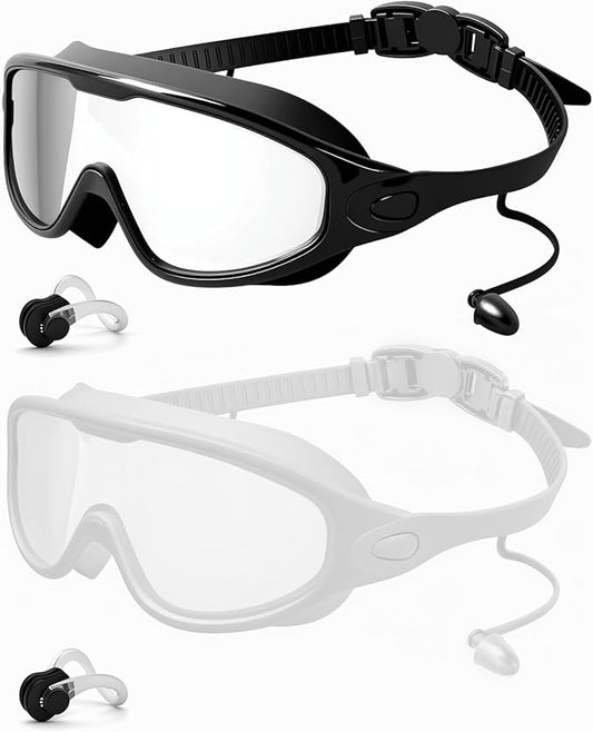 Rantizon Swim Goggles 2 Pack, Wide View Anti Fog&UV Swimming Goggles for Audlt, No Leaking Swim Glasses for Men Women Kids