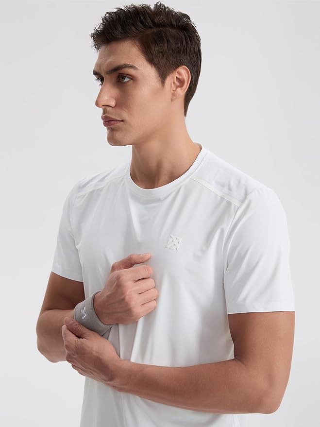 Mens Seamless Workout T-Shirts Lightweight Moisture Wicking Running Hiking Camping Tennis Pickleball Shirts for Men